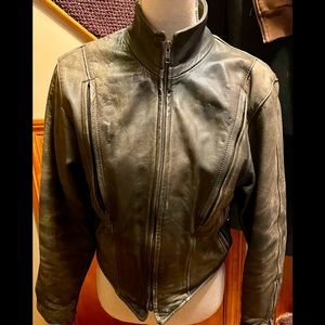 Woman’s Fitted Distressed Leather Riding Jacket